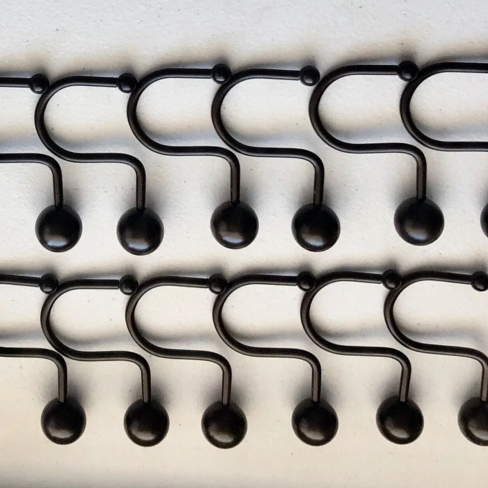 3 For $15 S Hook Style Shower Curtain Hooks Brown Heavy Weight Ball Design Hooks